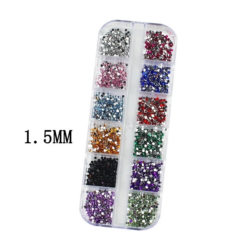 3000 Stück Nagelkunst-Strass, flache Rückseite, 1,5 mm/2,0 mm, schillernde Kristall-Strass-Maniküre-Tipps, 3D-DIY-Schmuckdekoration – Detail 3