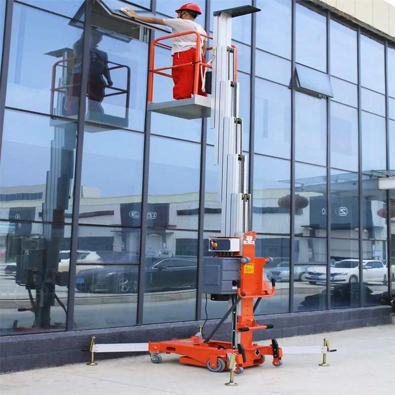 High Quality 10m Outdoor Single Mast Aluminum Alloy Mobile Electric Lift Platform Elevators Lift Hydraulic Ladder Lift for Sale
