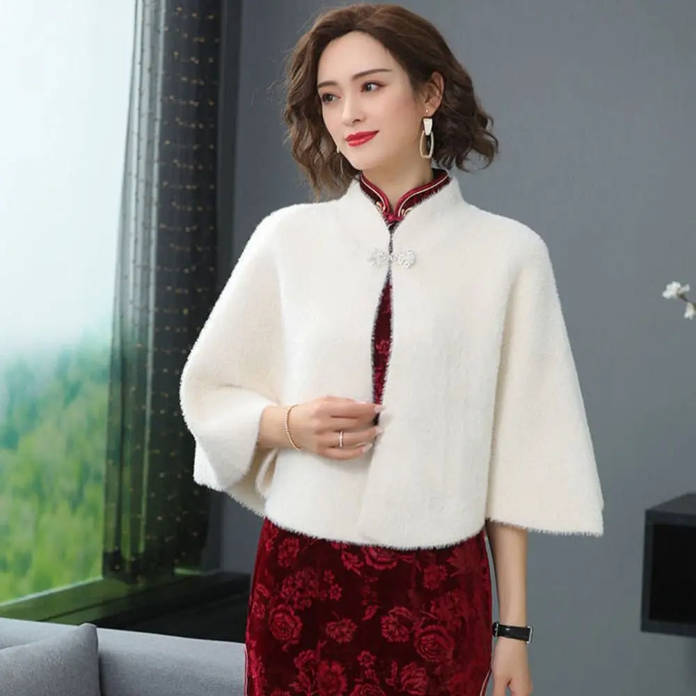 

Осень-зима, бархатная шаль из искусственной норки, роскошный элегантный короткий свитер, шаль, утепленная куртка-кардиган