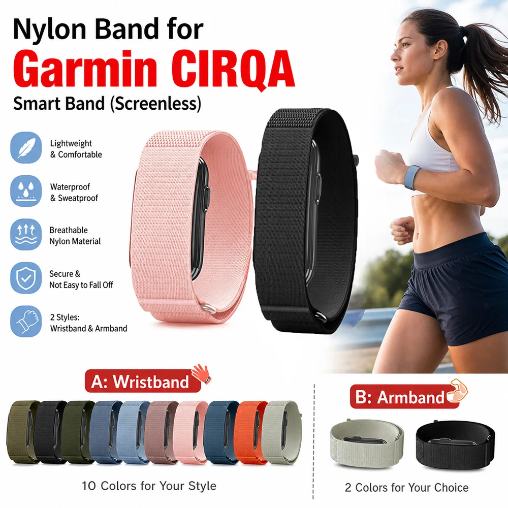 Nylon Watch Band for Garmin CIRQA Comfort‑Fit Breathable Watch Accessory Replacement Band for Garmin CIRQA Exercise Hiking Use