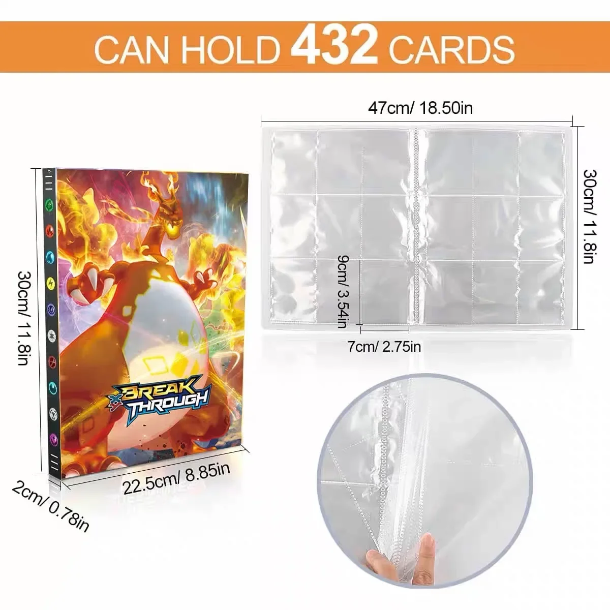 New 2024 Cards Album 4/9 Protector 240/432 Card Book Map Letters Holder Binder Cartoon Charizard VMAX GX Collection Folder Eevee