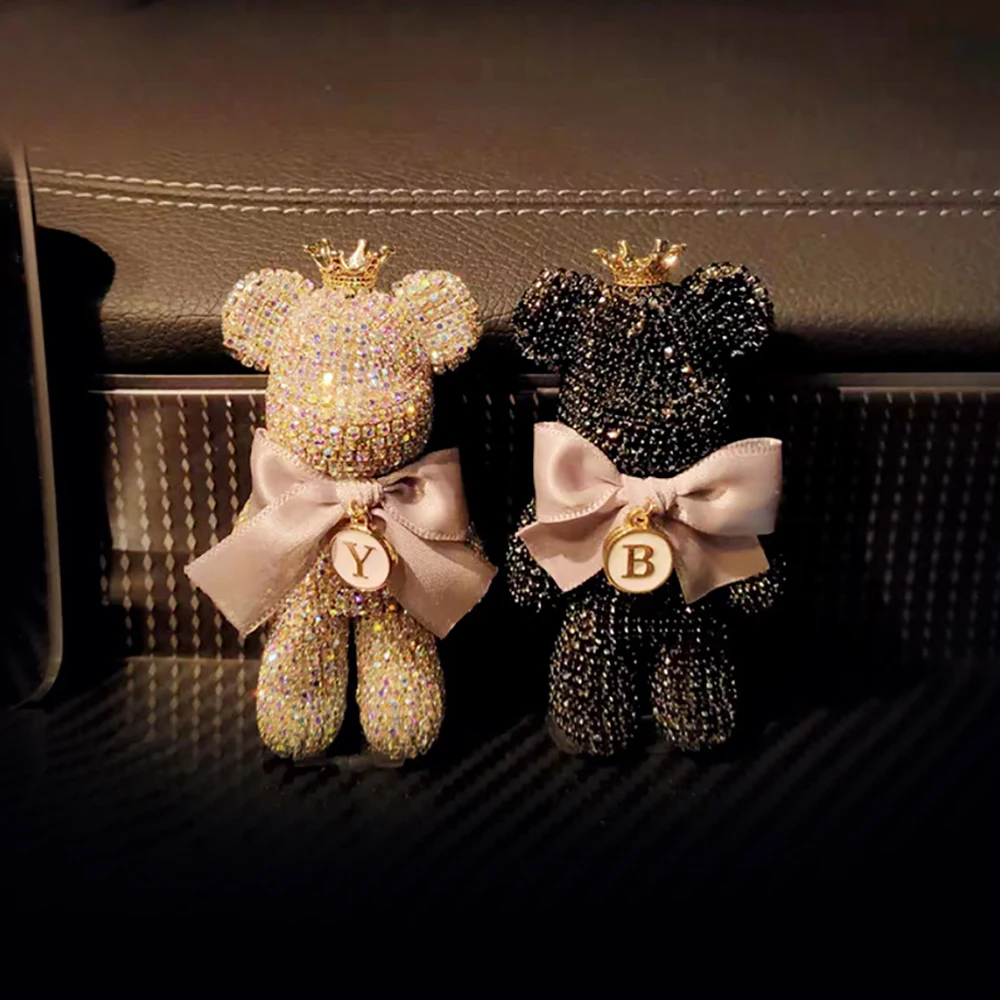 Cristal diamante lindo oso coche fragancia Perfume Clip salida de aire Aroma aire más fresco decoración accesorios aromaterapia