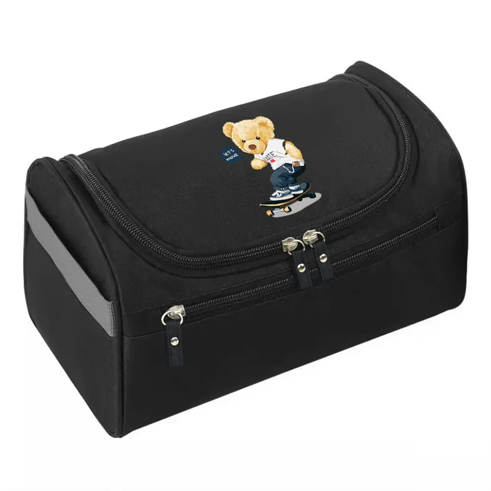 Men Makeup Bag Functional Hanging Travel Toiletries Organizer Storage Pouch Makeup Case Bear Pattern Beauty Cosmetic Bag