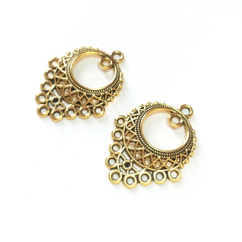 New 10pcs Hollow Out Zinc Alloy Gold Earrings Porous Connector Charms Pendant Linker for DIY Jewelry Accessories