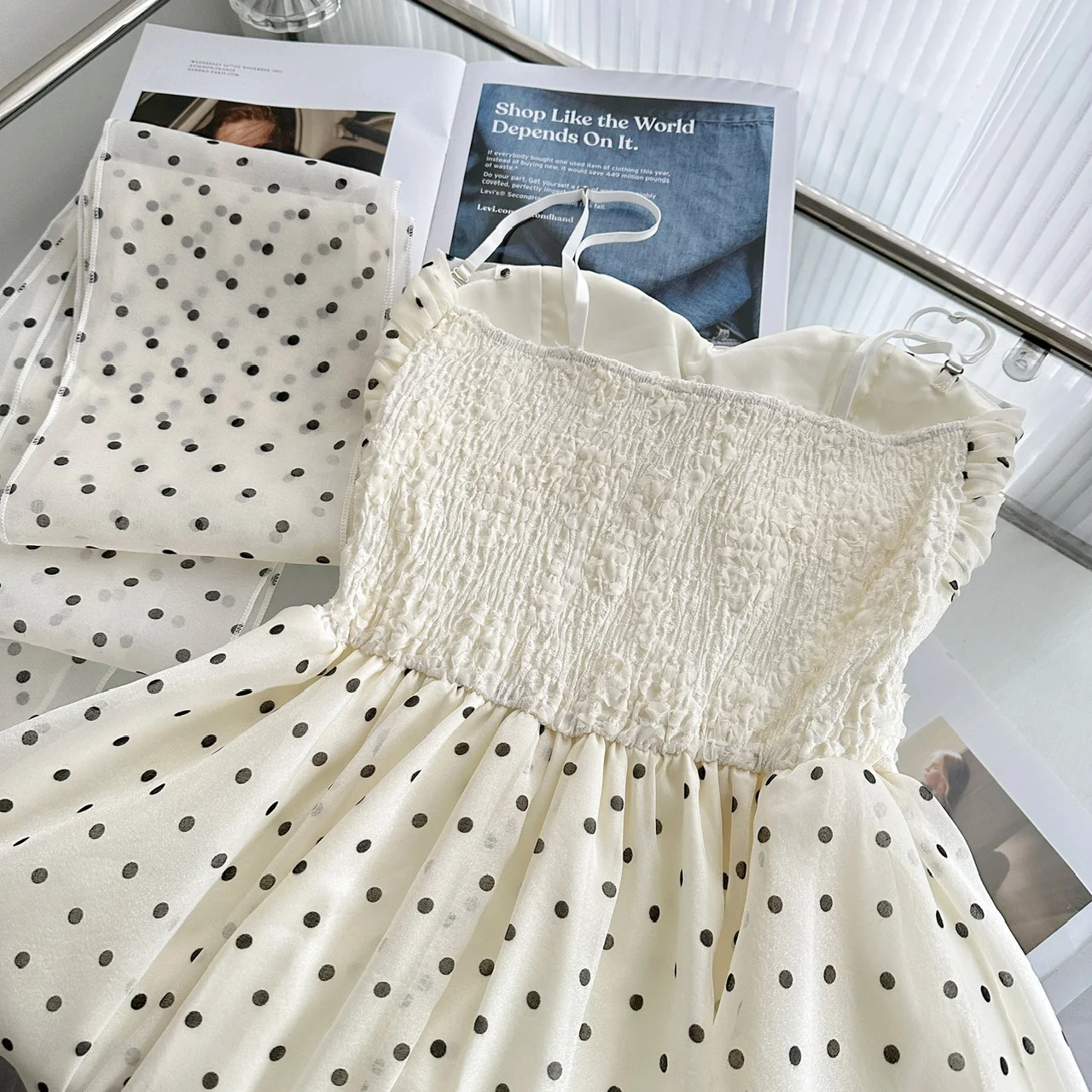 Polka Dot Strapless Irregular Dress Women Sleeveless Summer Tank Vet Long Dress Bouncy Dress Korean Chic Casual Vestidos Mujer 6
