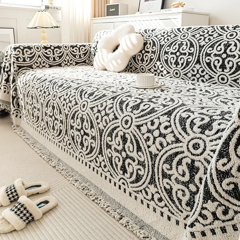 

Thick Plush Sofa Blanket Multipurpose Bohemia Furniture Cover Durable Fabric Dust-proof Anti-scratch Home Living Room Decor 소파커버