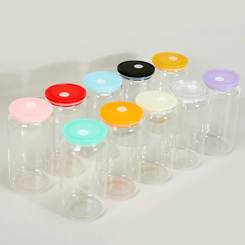 2/10 Pcs Acrylic Lids For 16 Oz Glass Cups Thickened Good Sealing With Straw Hole Beer Can Drinking Glass Mug Lid Kitchen Bar