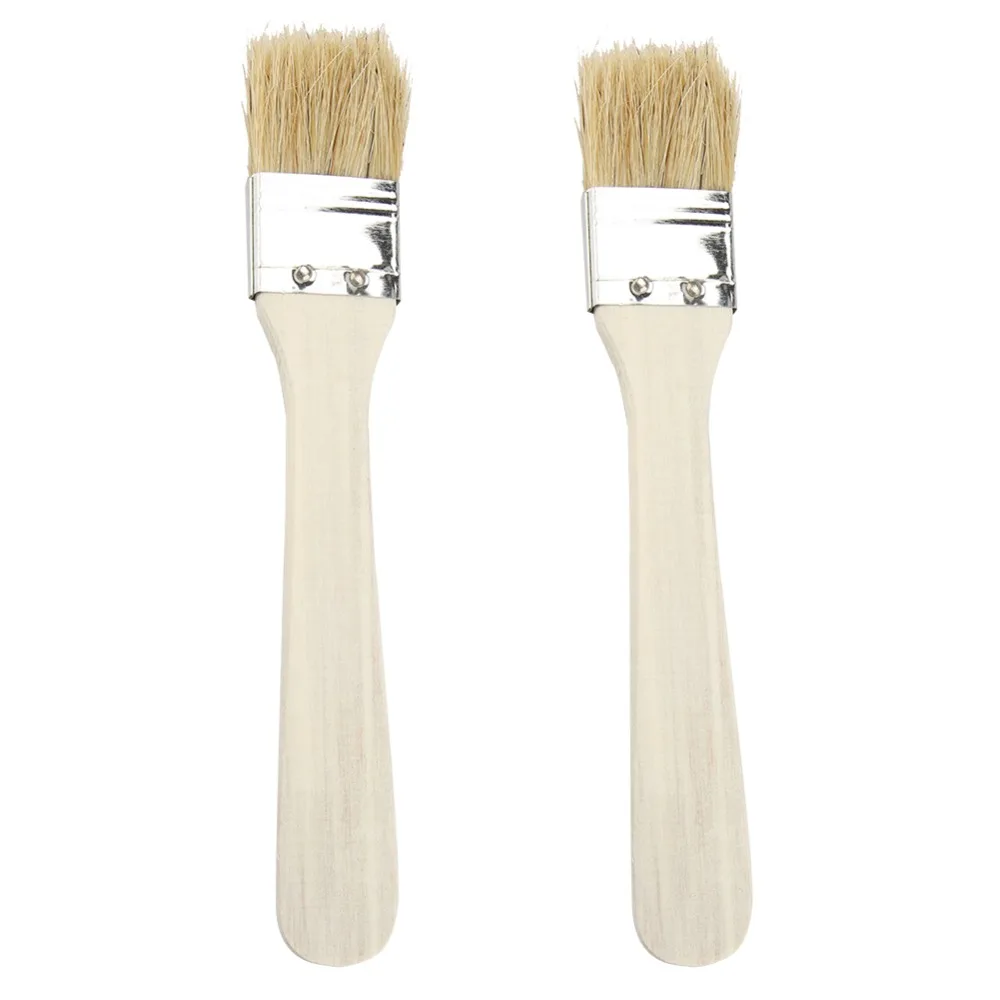 2PCS Lightweight Wooden Barbecue Brush Khaki Spread Oil Function Wooden Brush Spice Application Oil Brush Kitchen Use