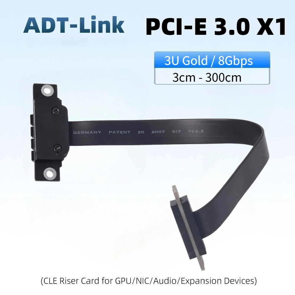 High Speed PCIe 3.0 X1 Graphics Card GPU Flat Cable Dual 90 Degree 8G/Bps PCI Express 1x 4x 8x 16x 3.0 Riser Ribbon Extension 1X