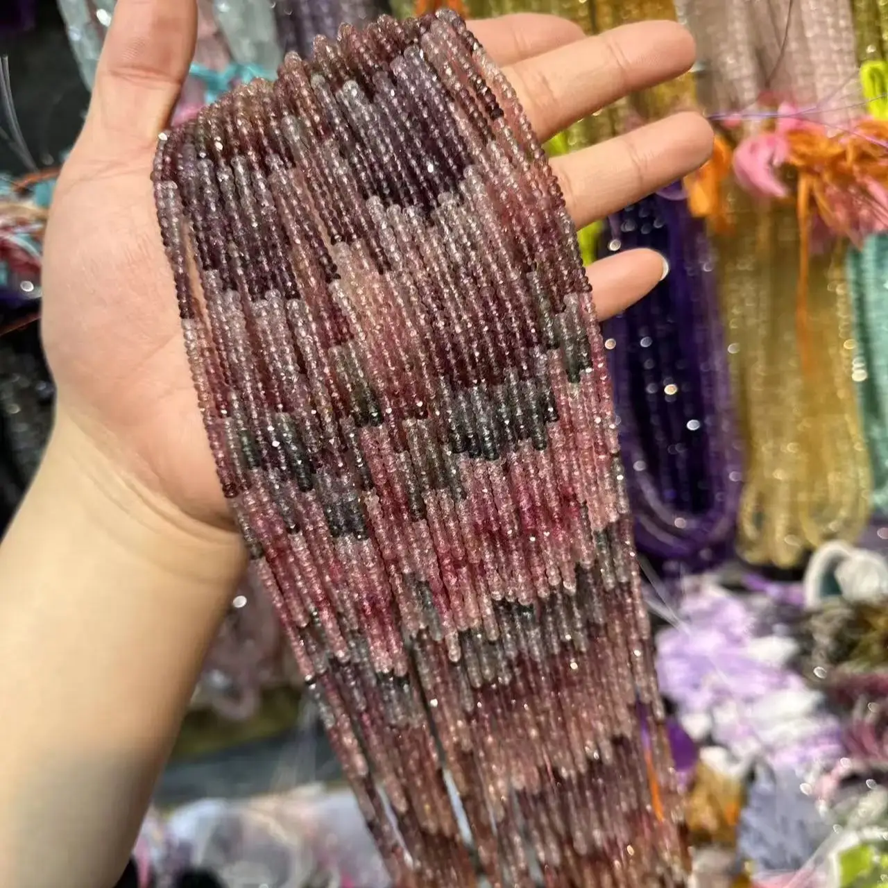 AAAA Natural Gradient Color Spinel Gemstone Faceted Rondelle Beads for Jewelry Making DIY Bracelet Necklace Fashion Accessories