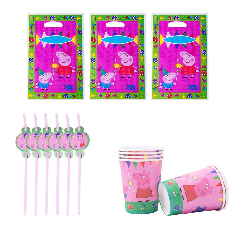 Peppa Pig Birthday Party Supplies Peppa George Cartoon Anime Theme Decoration Props Birthday Dress Suit Party Supplies Gifts