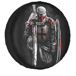 Brave Rosary Crusader Warrior Spare Tire Cover for Jeep Medieval Shield Cross Knights Templar SUV Car Wheel Protectors