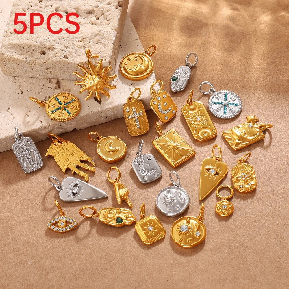 

5Pcs Vintage Symbol Charms Sun Moon Eye Multi Styles Pendants Niche Design DIY Jewelry Making Accessories