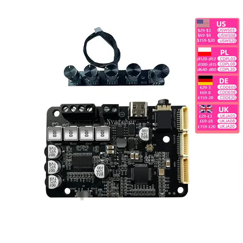 Placa amplificadora de potencia DSP Bluetooth 5,0, 40W x 2, ajuste estéreo triple, soporte de división de frecuencia, Software de sintonización