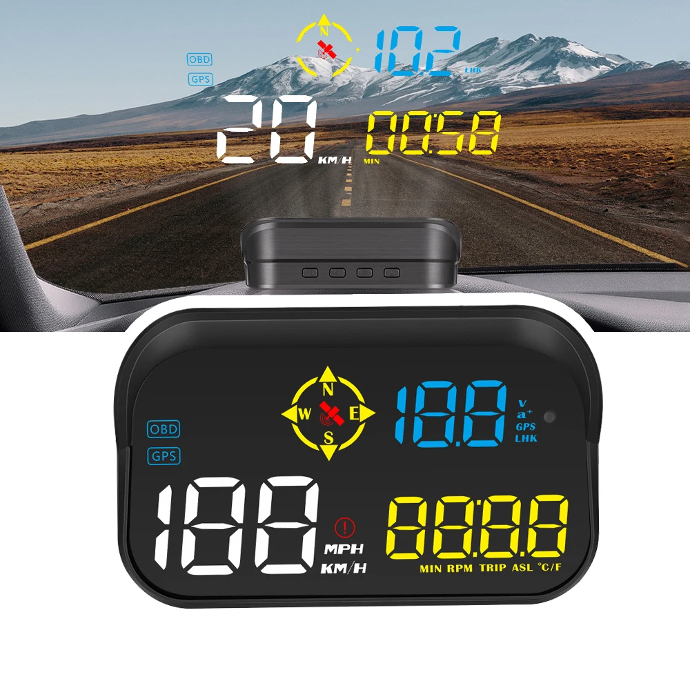 

Популярный автомобильный HUD-дисплей 2026 M21 с GPS и OBD, с функцией сигнализации по частоте вращения двигателя, Plug and Play, для всех автомобилей