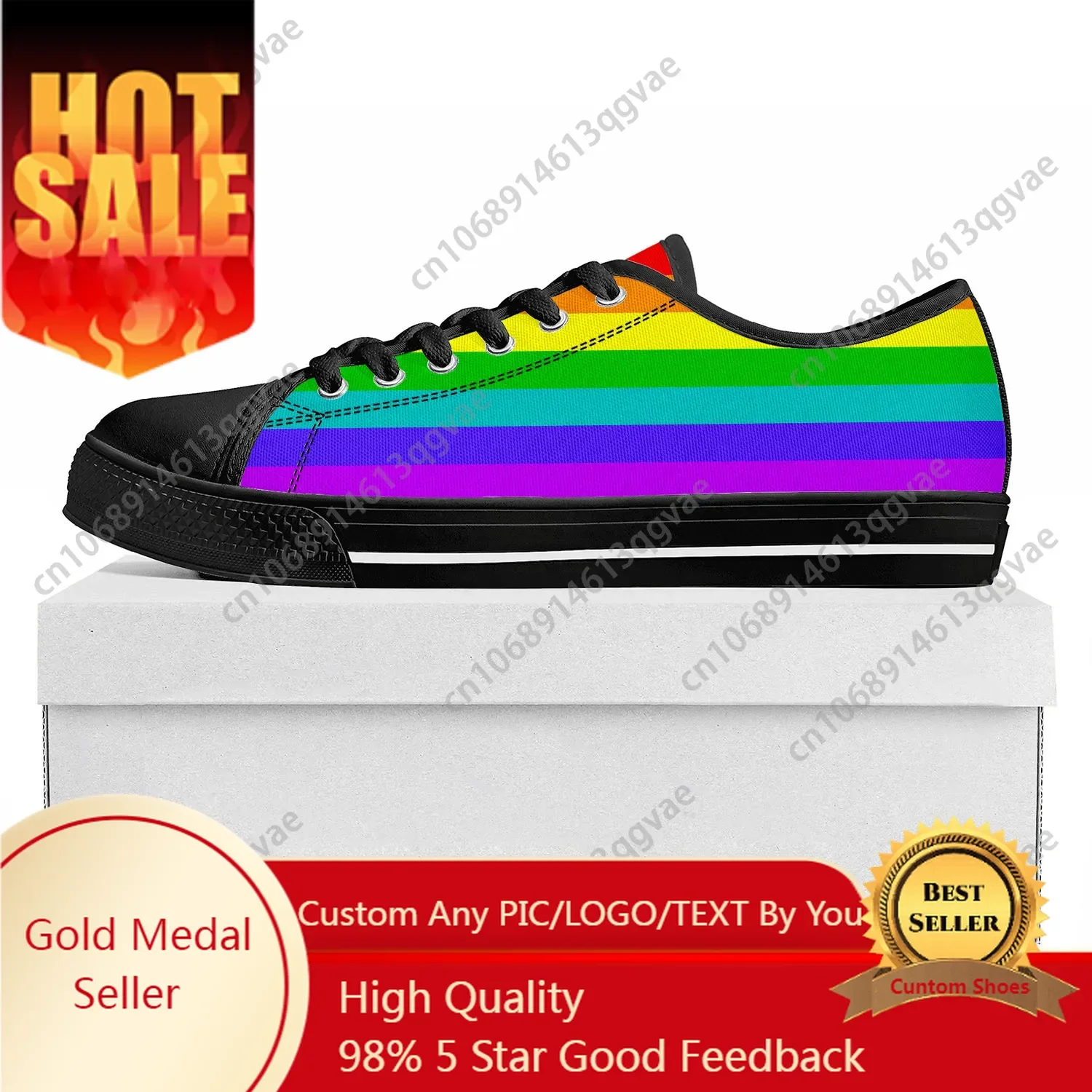 

Rainbow Flag Pattern Low Top High Quality Sneakers Mens Womens Teenager Canvas Sneaker Prode Casual Couple Shoes Custom Shoe