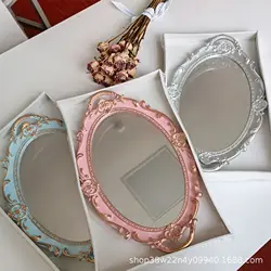 French retro glass mirror storage tray Instagram style jewelry display mirror with hand gift tabletop decoration ornaments