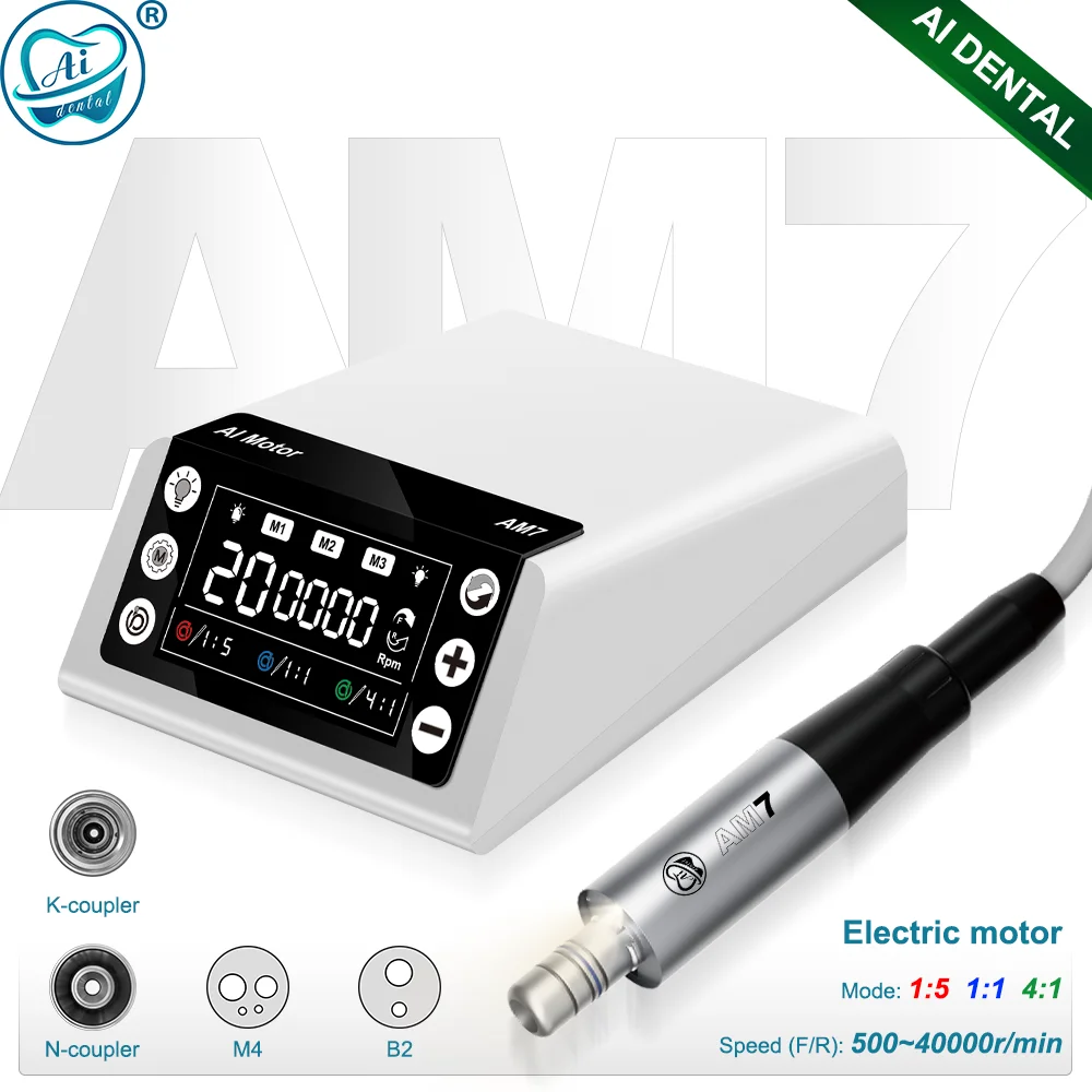 

AI-AM7 dental supplies new upgrade LED electric motor brushless motor 2/4 holes with fiber optic contra angle S1-1L handpiece