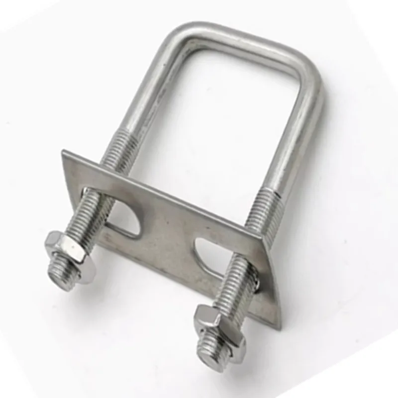 M6810 Squa Bolt U-screw Square Clamp Square Pipe Clamp Right Angle Bolt With Baffle Square Clamp 304 Stainless Steel Hw20-200mm