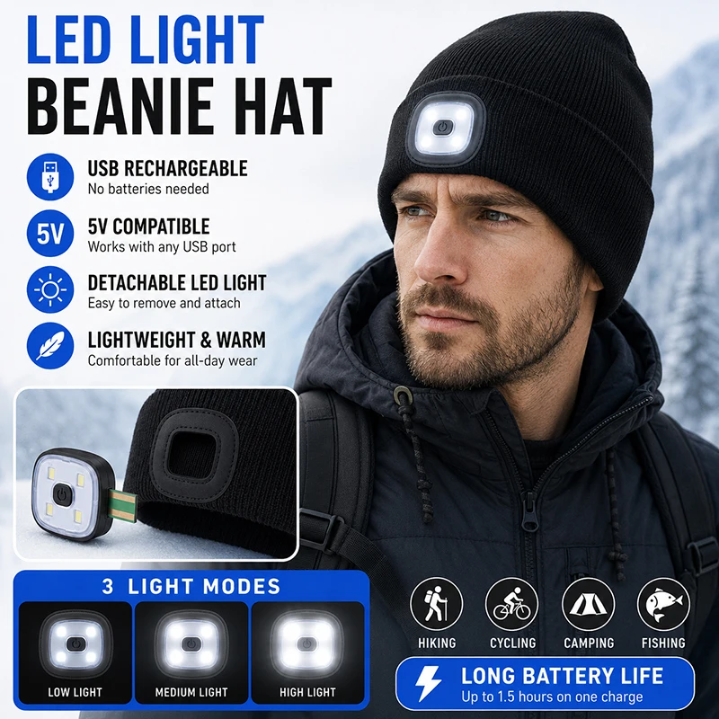 قبعة شتوية للرجال مع ضوء LED ق - مراجعة Running Gear Hat وسعره