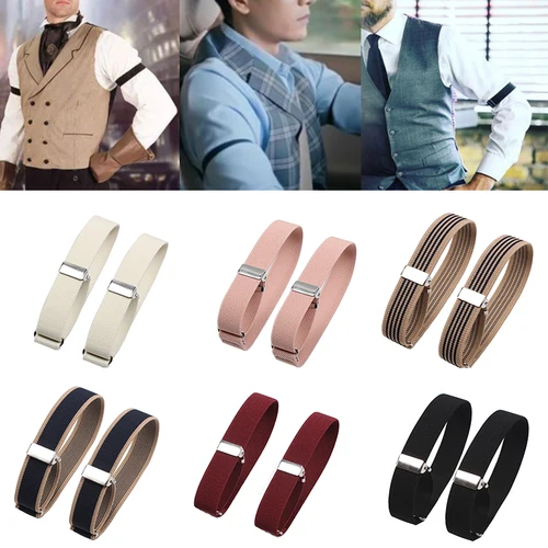 Imagen 2 del producto Brazalete elástico para hombre y mujer, soporte ajustable para camisa, ligas antideslizantes para boda, 1 par