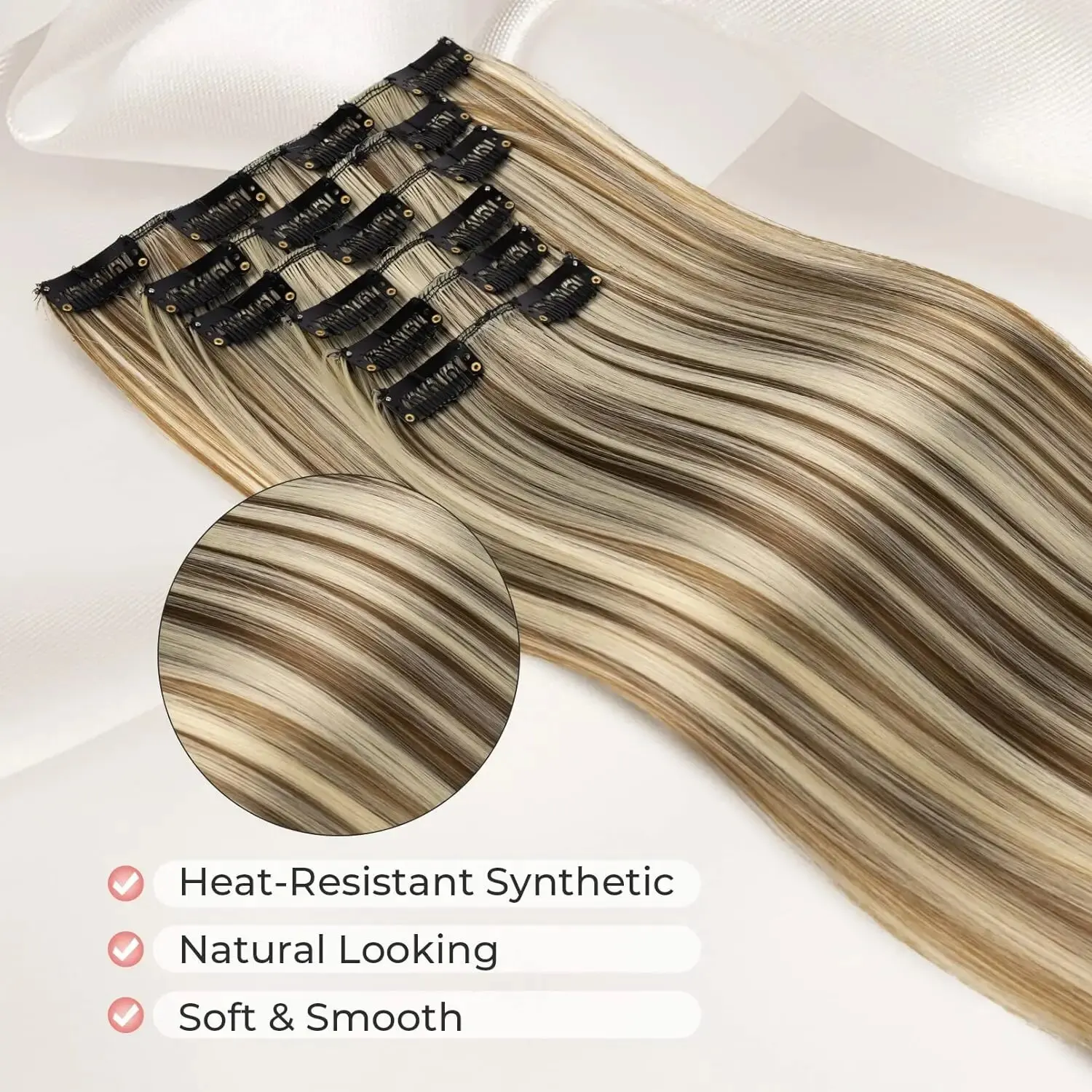 Clip In Hair Extensions Hair Extensions Thick Long Lace Weft Lightweight Synthetic Hairpieces For Women