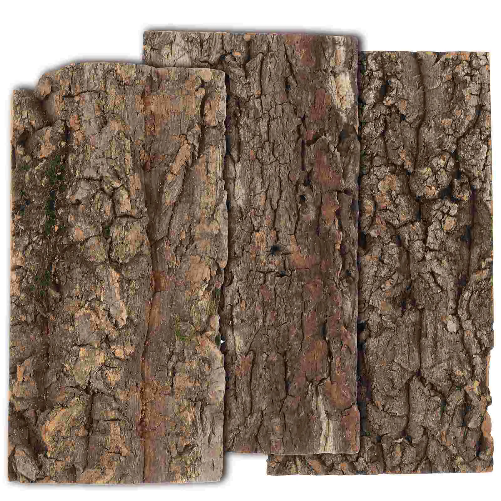 

3 Pcs Sea Turtle Fish Tank Landscaping Bark Decor for Crafts Desk Reptile Cork Log Hamsters Realistic Aquarium Barks