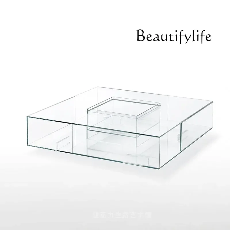 Imported acrylic geometric coffee table villa living room with transparent tea table creative personality
