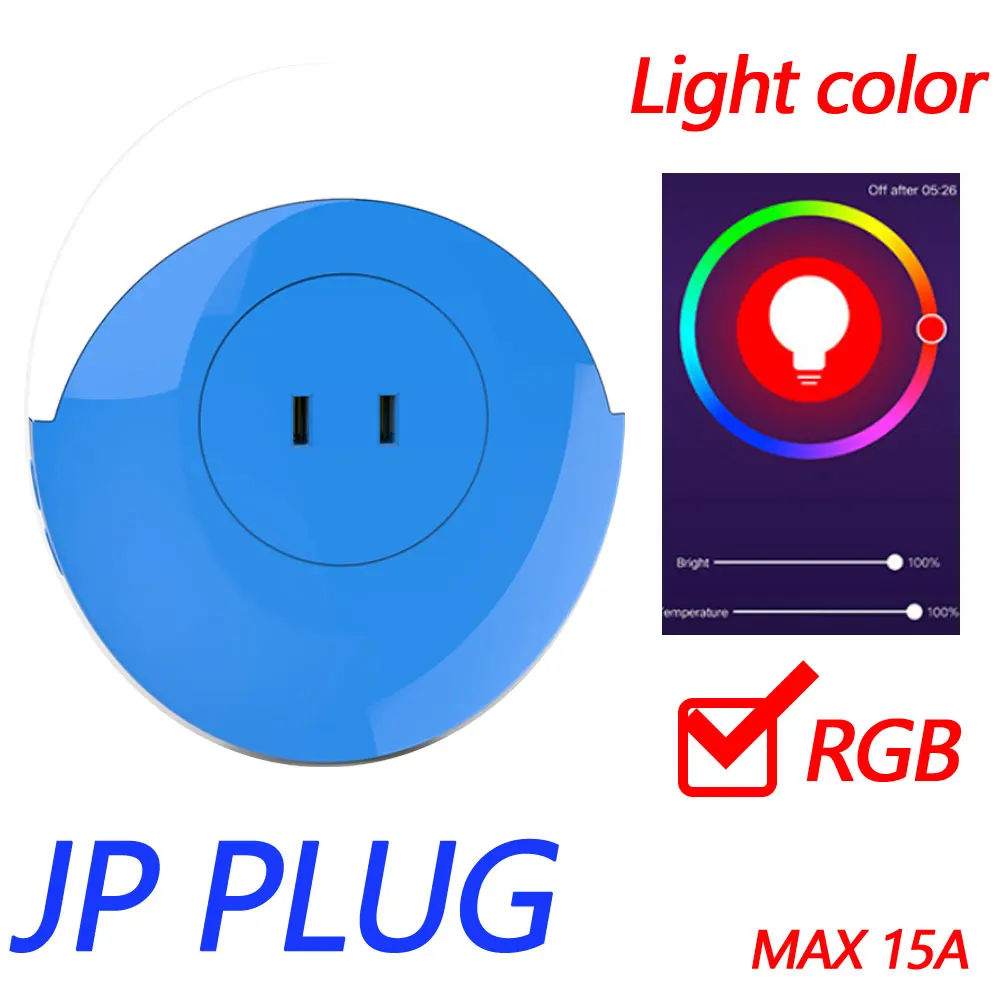 Wifi Smart Night Light Plug EU AU JP UK US Adattatore Colore LED Luce Homekit Presa Controllo vocale Funziona con Alexa Google Home Tuy