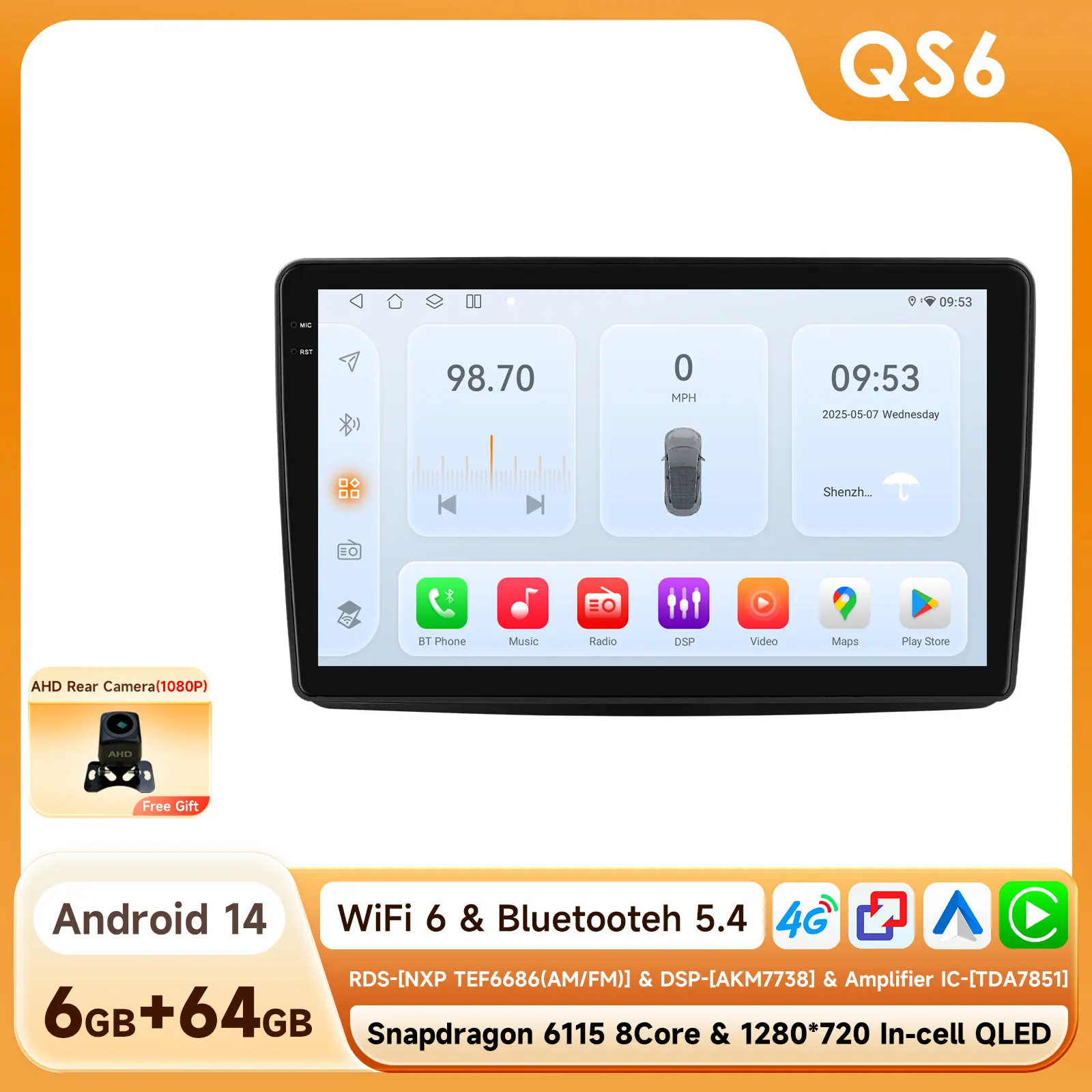 OSSURET Android 14 autoradio voor Fiat Panda 169 2003 - 2012 Intelligent systeem Carplay auto multimediaspeler GPS 4G 6115