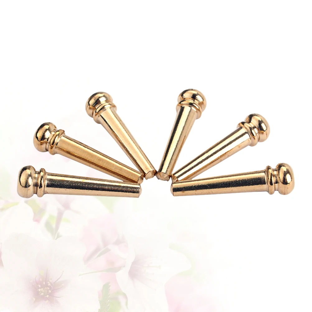 

6 Pcs Copper String Nail Set Guitar Bridge Accessories Pins Pegs Golden Studs Acoustic Folk