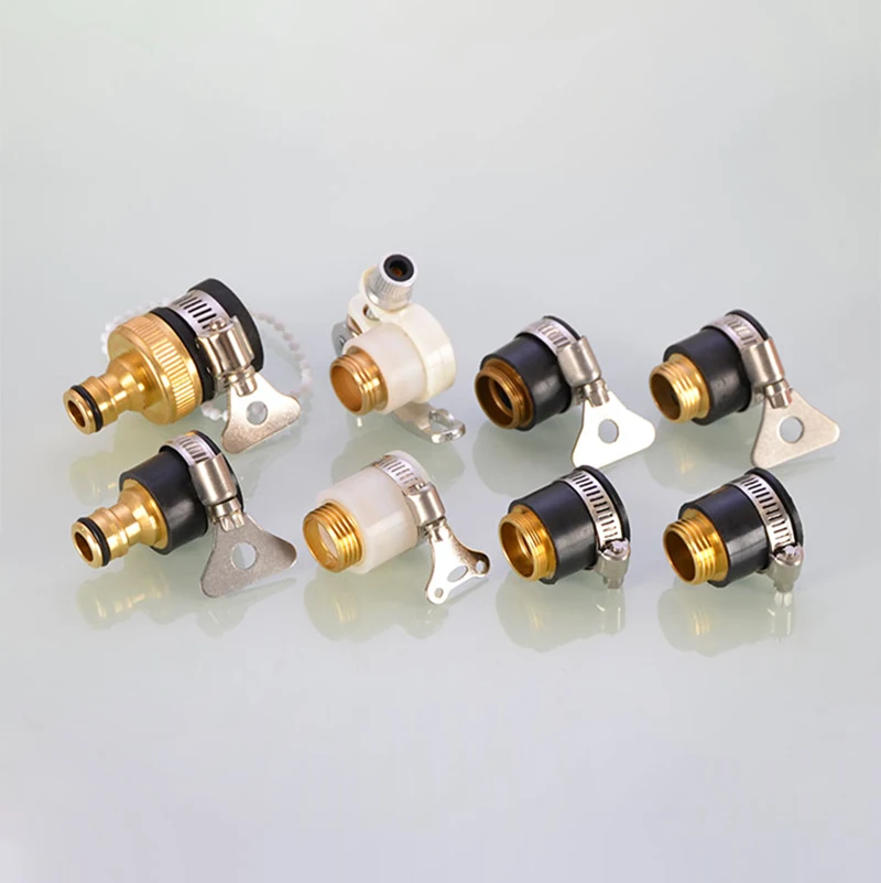 1-10Pcs 범용 스레드 수도꼭지 퀵 커넥터 호스 어댑터 1/2 인치 황동 고무 입구 파이프 피팅