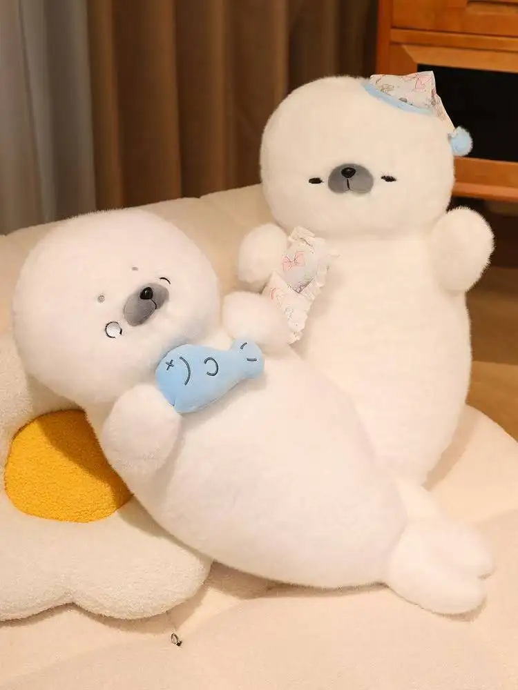 Najnowsza maskotka śpiąca foka, kawaii pluszowa zabawka, ręcznie robiona lalka, kreskówka anime, urocza poduszka, prezent urodzinowy dla dzieci, zabawna lalka. — 2