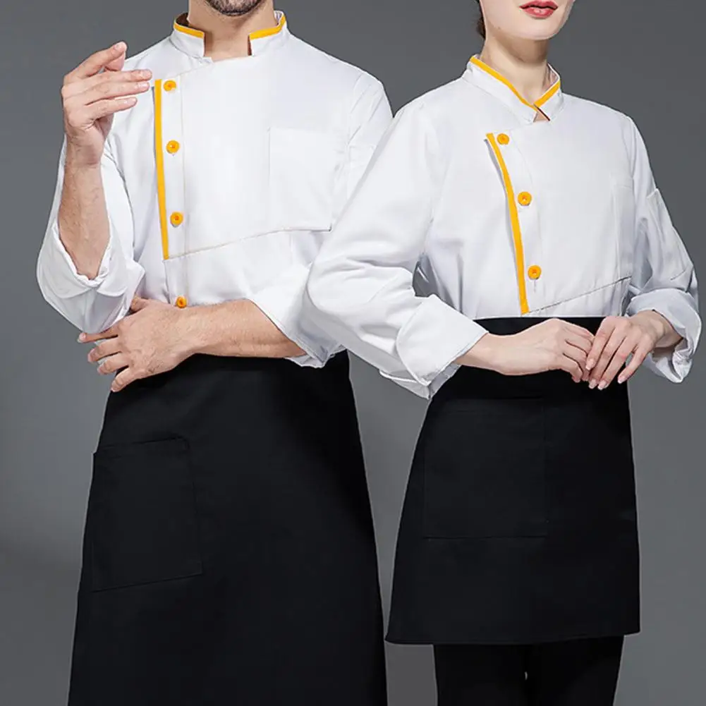 Chef Jacket with Sleeves Pockets Stain-resistant Chef Uniform for Kitchen Restaurant Short Sleeve Unisex for Cooks for Comfort