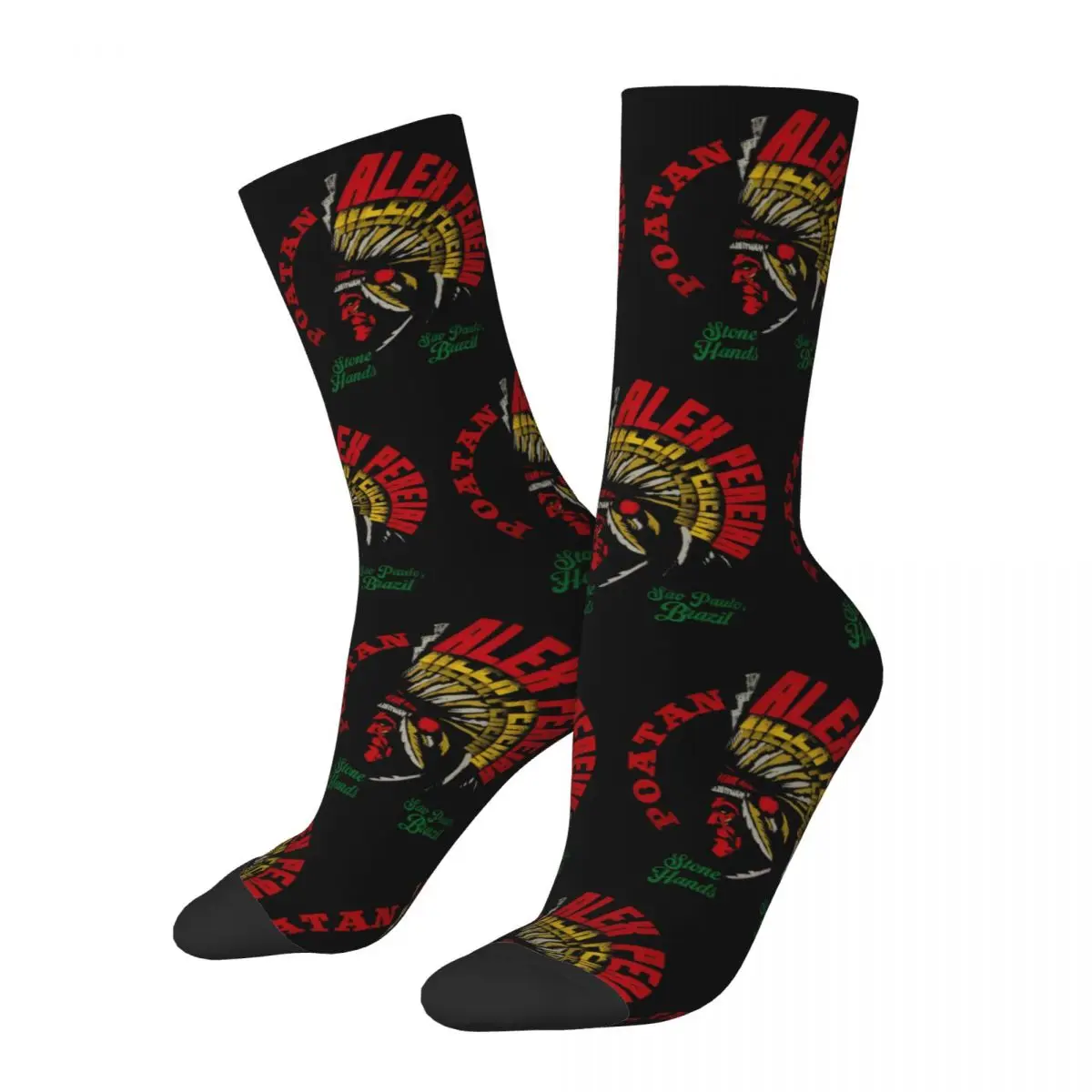 Alex Pereira Poatan Headdress Merch Socks Fun Gifts for Men Women Chama Middle Tube Stockings