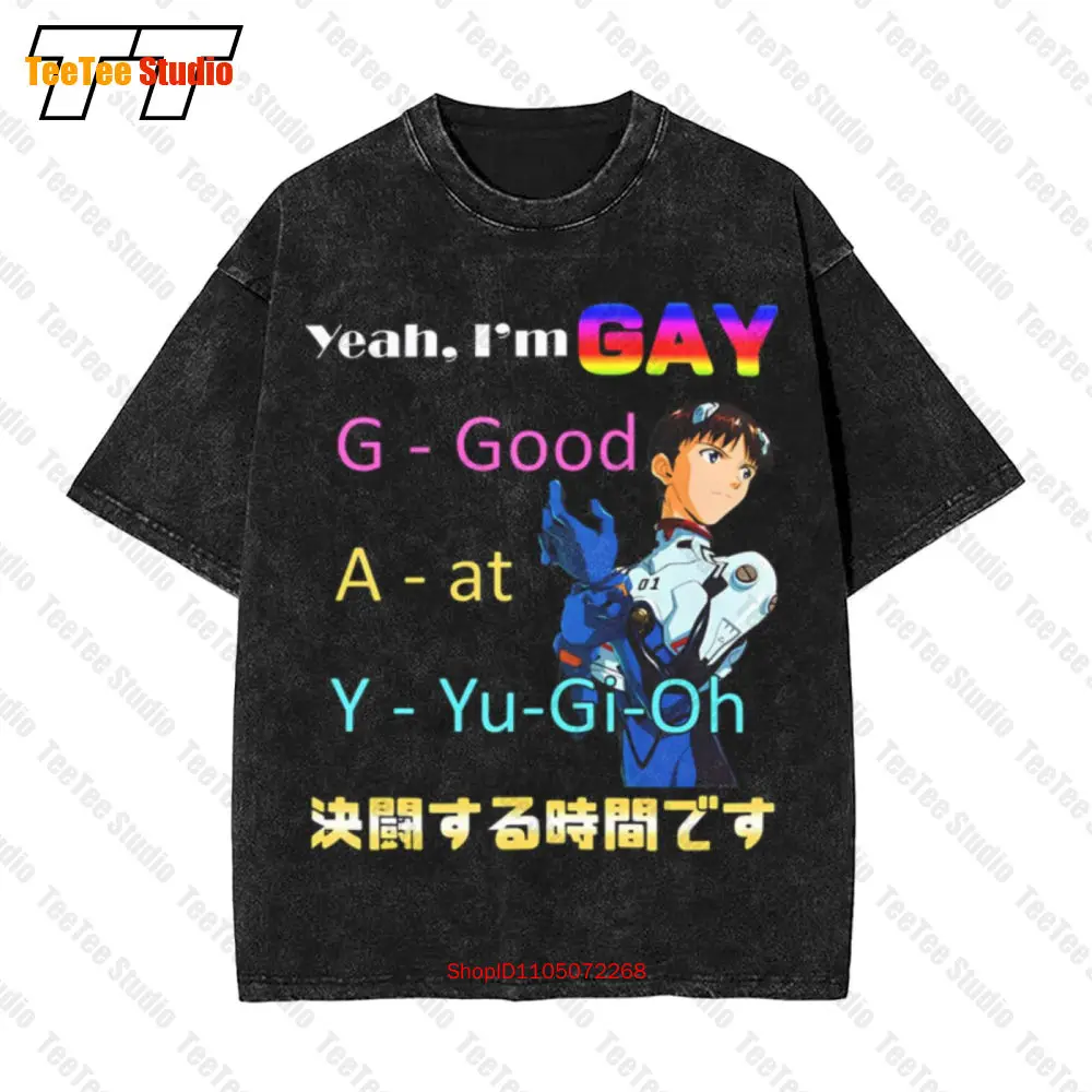 نعم أنا مثلي الجنس G Good A At Y Yu Gi Oh Vintage تي شيرت كبير الحجم تي شيرت F8HV