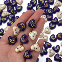 20Pcs/Lot 15x12mm Acrylic Beads Happy Face Peach Heart Loose Beads For DIY Crafts Ornament Making Clothing Finding Accessories