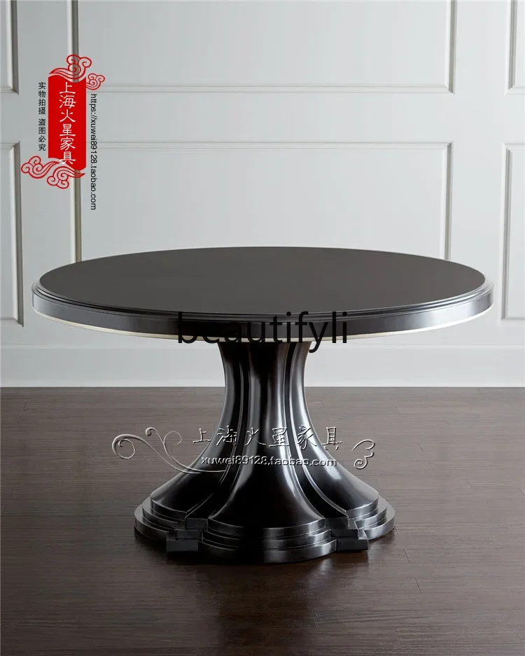 

American rural solid wood round dining table, European modern simple personalized dining table, French high-end, furniture2936