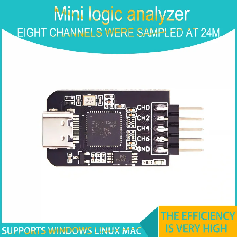 TYPE-C nanoDLA Logic Analyzer ARM FPGA Debug Tool Protocol Analysis 24MHz SampleRate 8 Channels Supports Windows/Linux/Mac