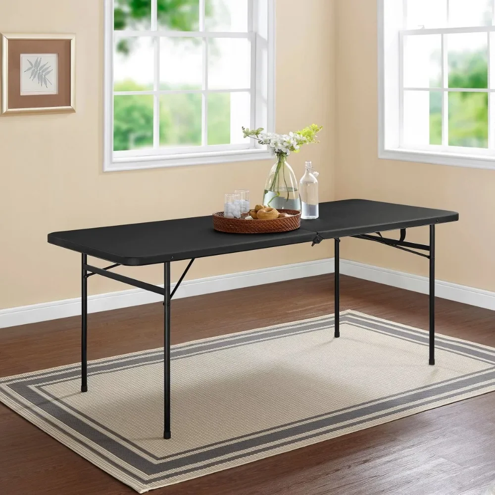 

2023 New Mainstays 6 Foot Bi-Fold Plastic Folding Table, Black