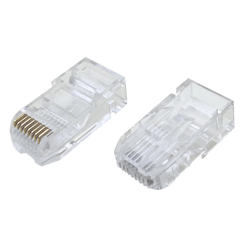 

8P8C non-powder cartridge printer dedicated crystal head RJ45 male connector with stepped snap-on three-pronged gold piece