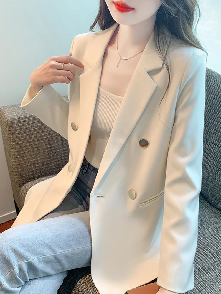 معطف نسائي من Blazer Mujer بخيط عموم هوت مائل أكاديمي متوهج لحفلات الزفاف جو قابل للطي شمبانيا عالي الجودة