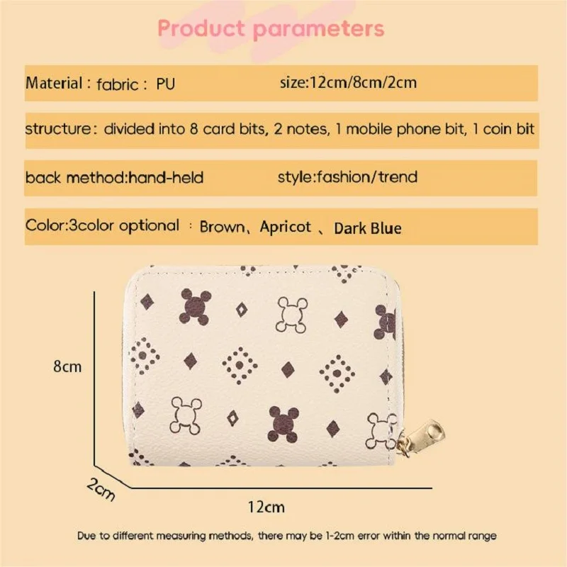 Porte-cartes de crédit à fermeture éclair mince pour femmes, portefeuille en cuir pour dames, petite pochette minimaliste, poudres à monnaie, étui pour carte d'identité, pince à billets fine