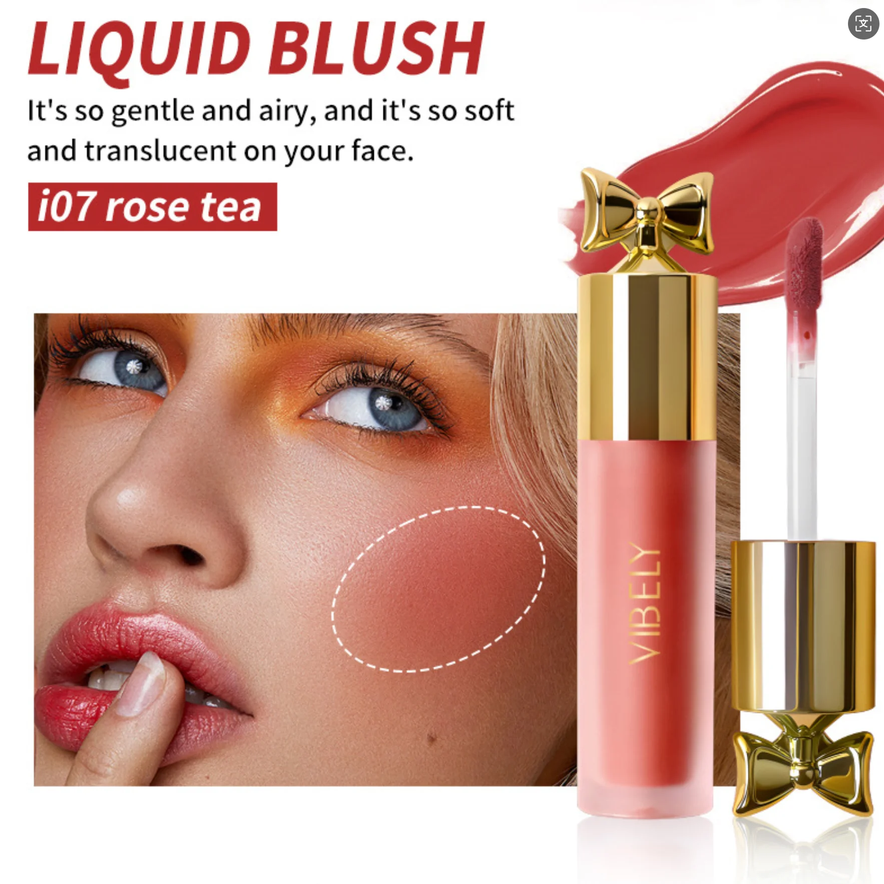 VIBELY, el más vendido, rubor líquido de mariposa bonita, sombra rellenadora mate vibrante, maquillaje desnudo Natural, crema de rubor de larga duración para