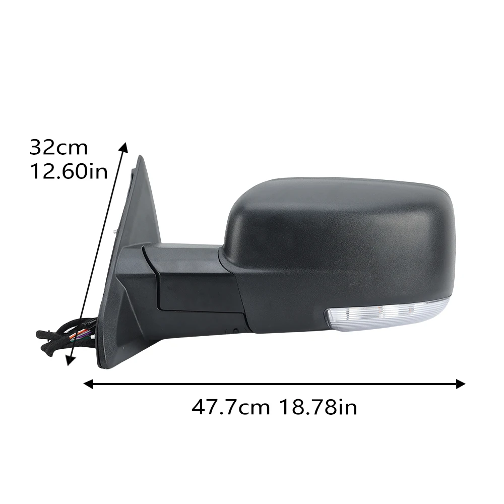 10 Wire Side Mirror Assembly For Dodge Ram 1500 2500 2013-2018 Textured Black Manual Folding Heated Door Mirror Car Accessories