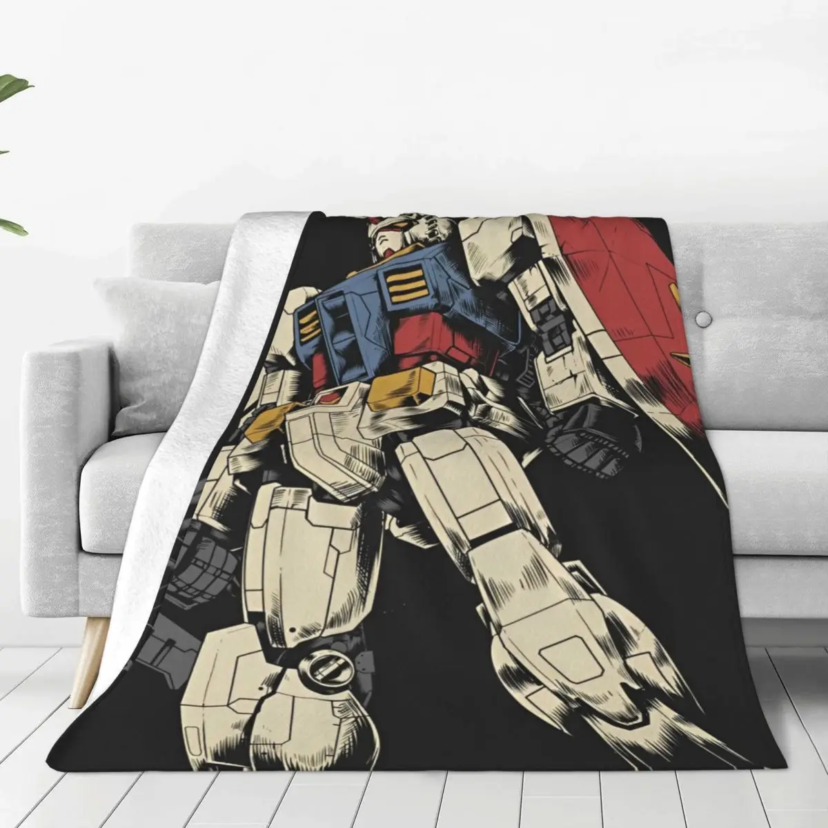 Gundam Super Warm Blanket Cartoon Robot Airplane Travel Plush Throw Blanket Fashion Couch Bed Flannel Bedspread Sofa Bed Cover