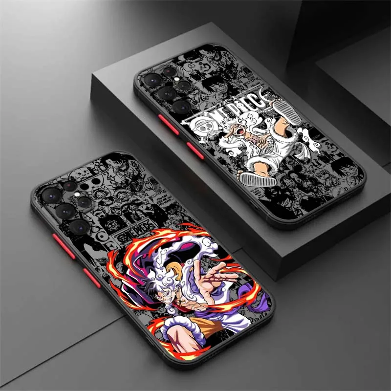 

One Piece D. Luffy Anime Cool Phone Case For Samsung Galaxy S25 S24 S23 S22 S21 S20 S10 S9 Ultra FE 5G Frosted Translucent