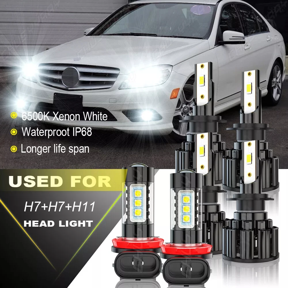 

H7 H7 H11 Canbus LED Headlight Kits 6000K 100000LM Headlamp Hi Lo+Fog Lamp Bulb Plug & Play For Hyundai Genesis Coupe 2013-2016