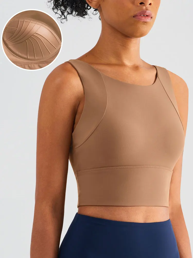 Women High Strength Earthquake Shockproof Sports Bra Fixed Cups Yoga Crop Top Fitness Push Up Outdoor Run Gym Workout Bralett