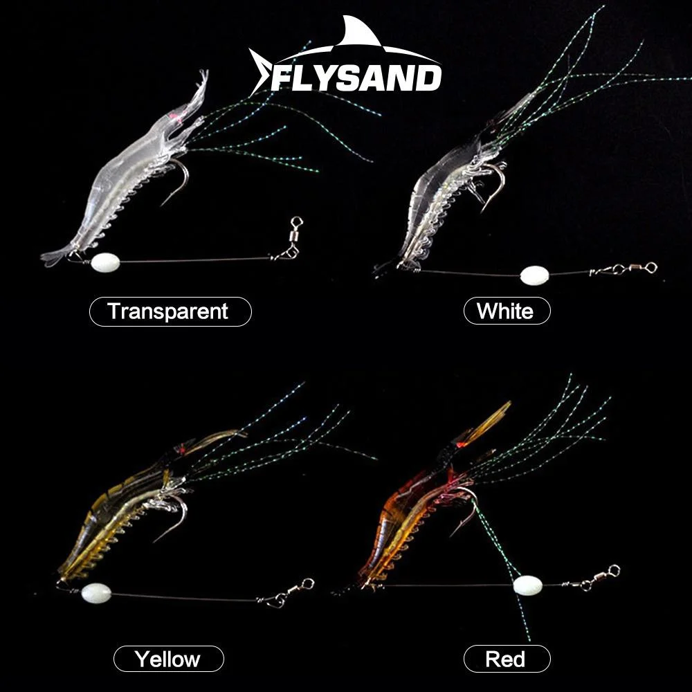 FLYSAND Garnelenköder mit Haken, leuchtende weiche Angelköder, Garnelenköder, Silikon-Vertikung, Tackle-Köder, FlySand-Angelwerkzeug – Detail 9
